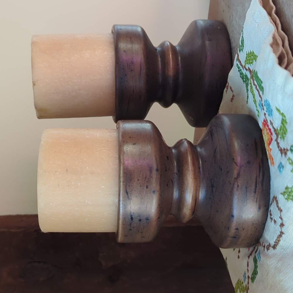 Vintage Hand painted ceramic Candlestick Pair of Holders Mid-century